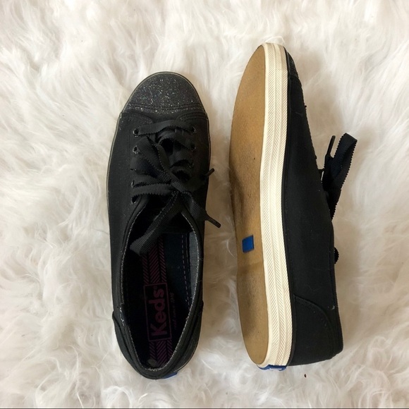 Keds Black Glitter Canvas Shoes‎ Sz 6.5 - Picture 2 of 6